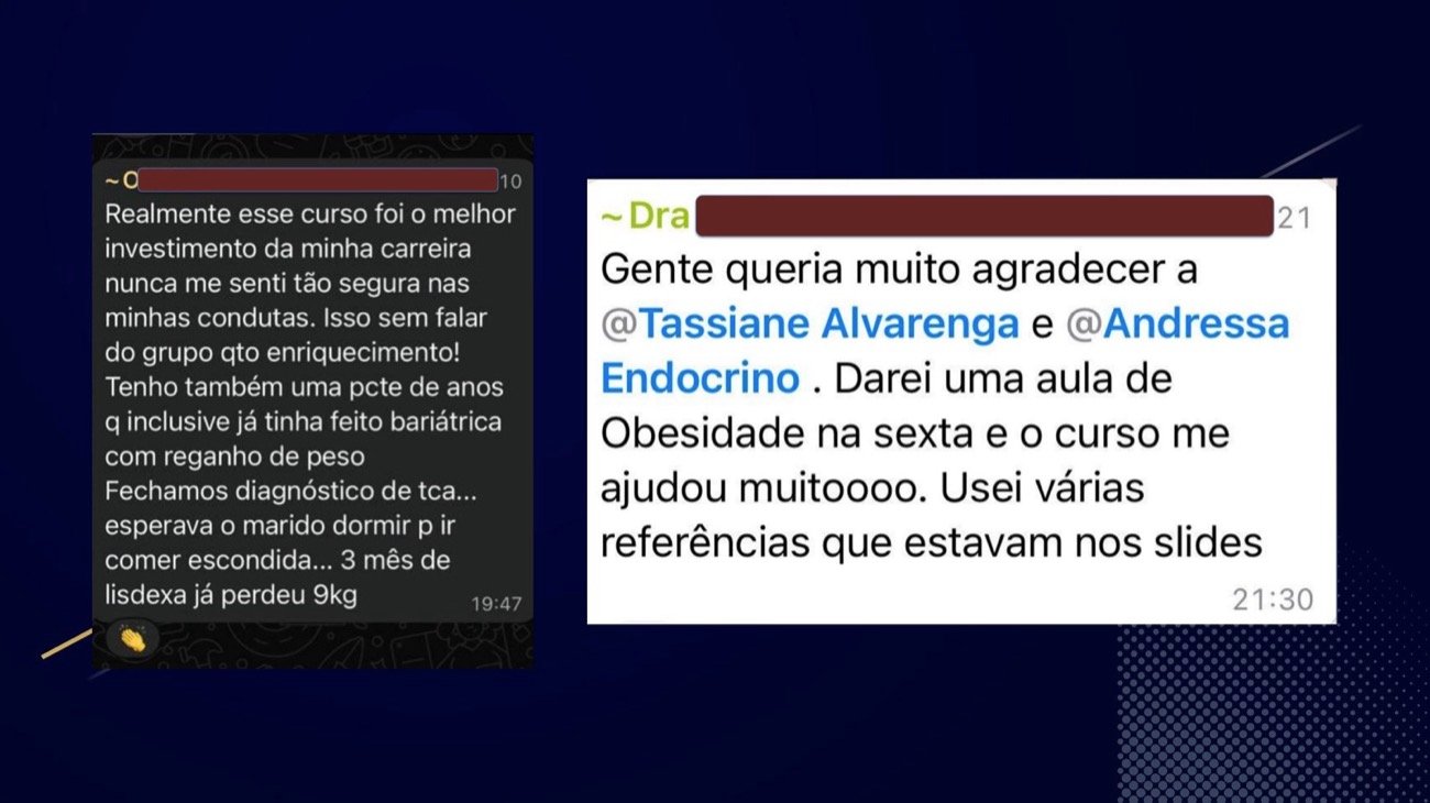 Depoimentos de médicas alunas sobre o curso MANTER